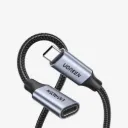 UGREEN 30205 USB-C Male to USB-C Female 1m Extender Braided Cable Gray