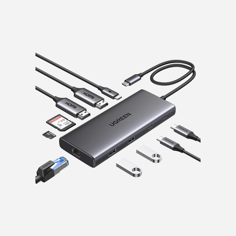 [45380] UGREEN 10-in-1 4K HDMI USB-C Hub Adapter / 45380