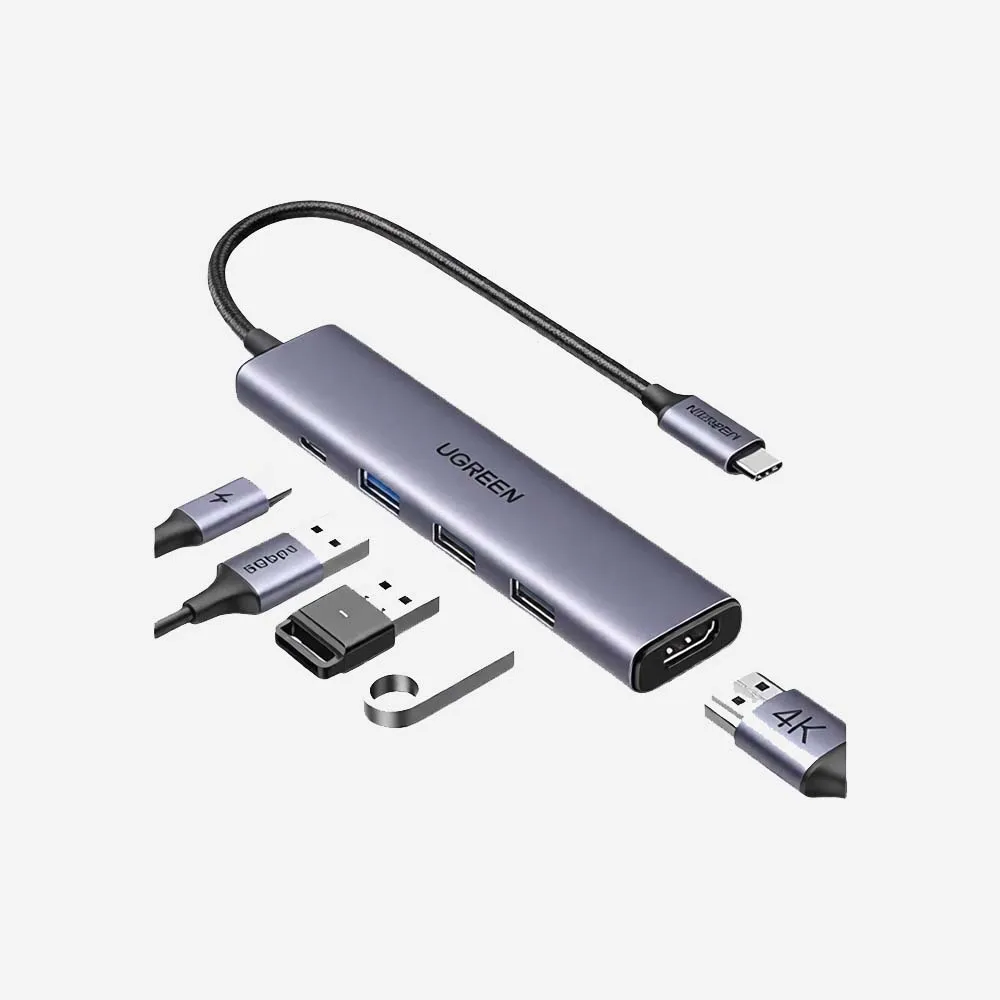 [15596] UGREEN USB-C to HDMI+3*USB 3.0 A+PD Power 5-in-1 (15596)