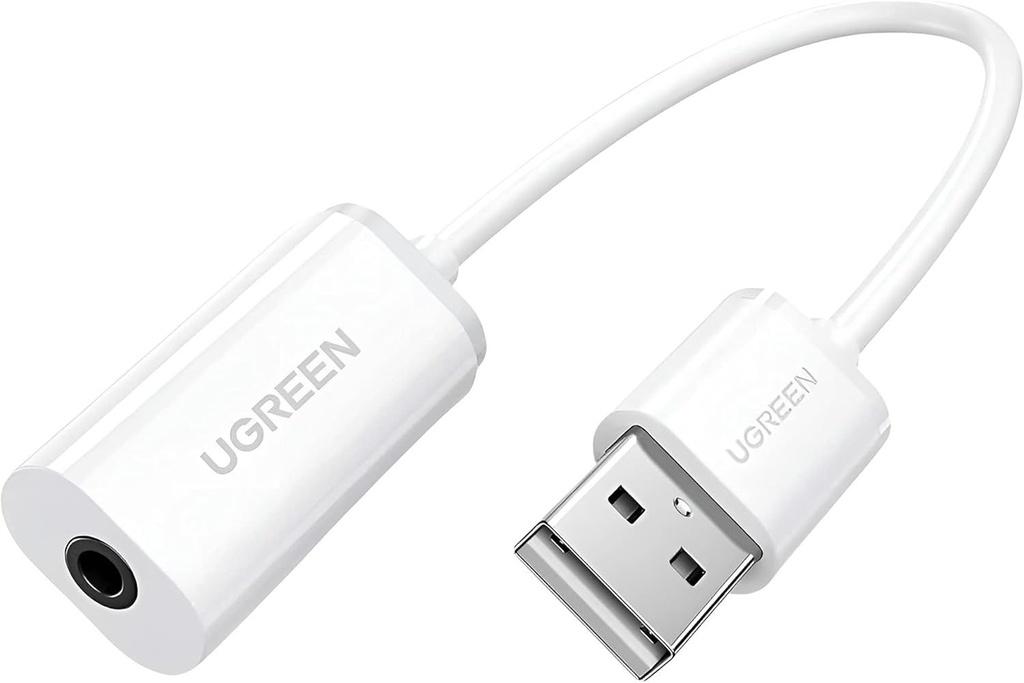 [30712] UGREEN US206 USB A Male to 3.5 mm Aux Cable White-30712