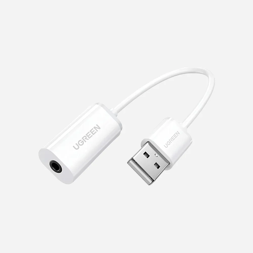 [30712] UGREEN US206 USB A Male to 3.5 mm Aux Cable White-30712