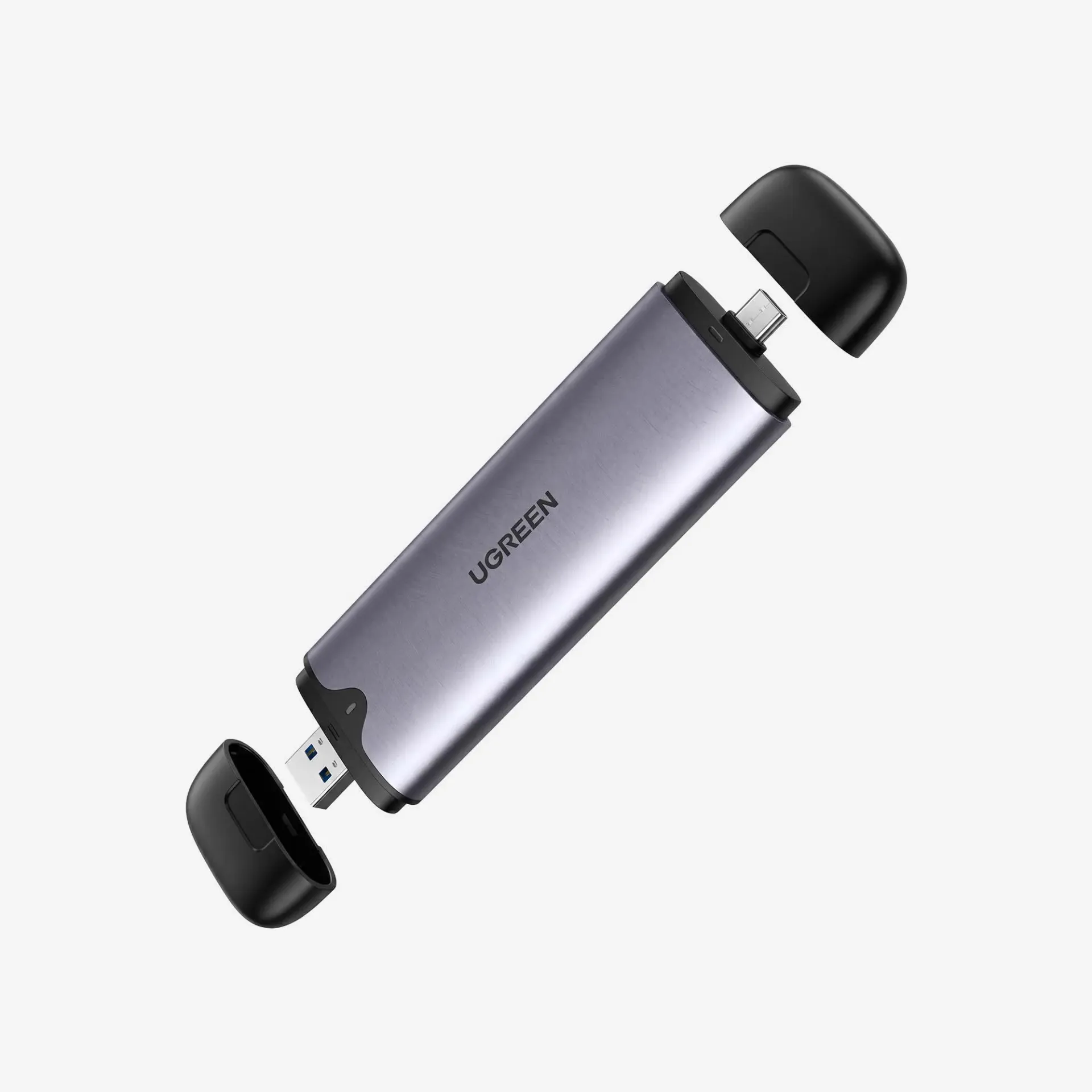 [70532] UGREEN ‎70532 2 in 1 M.2 NVMe SSD Encl Adap, Aluminum USB 3.1 G2 10Gbps CM353-USB-C+USB-A M.2 M Key-HDD-10G