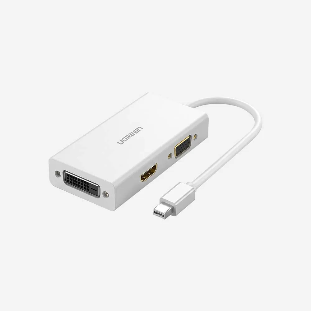 UGREEN 20417 MD114 mini DP to HDMI VGA DVI Converter White