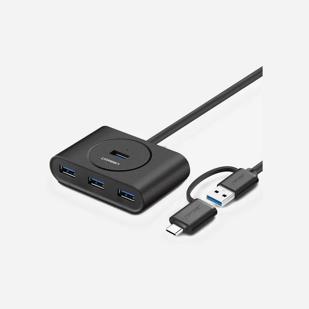 UGREEN 40850 USB 3.0 Hub with OTG USB-C Plug CR113 USB 3.0 with USB-C Port 1m Black